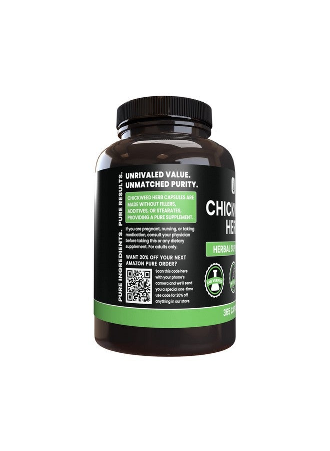 PURE ORIGINAL INGREDIENTS Chickweed Herb, (365 Capsules), No Magnesium Or Rice Fillers, Always Pure, Lab Verified - Image 2