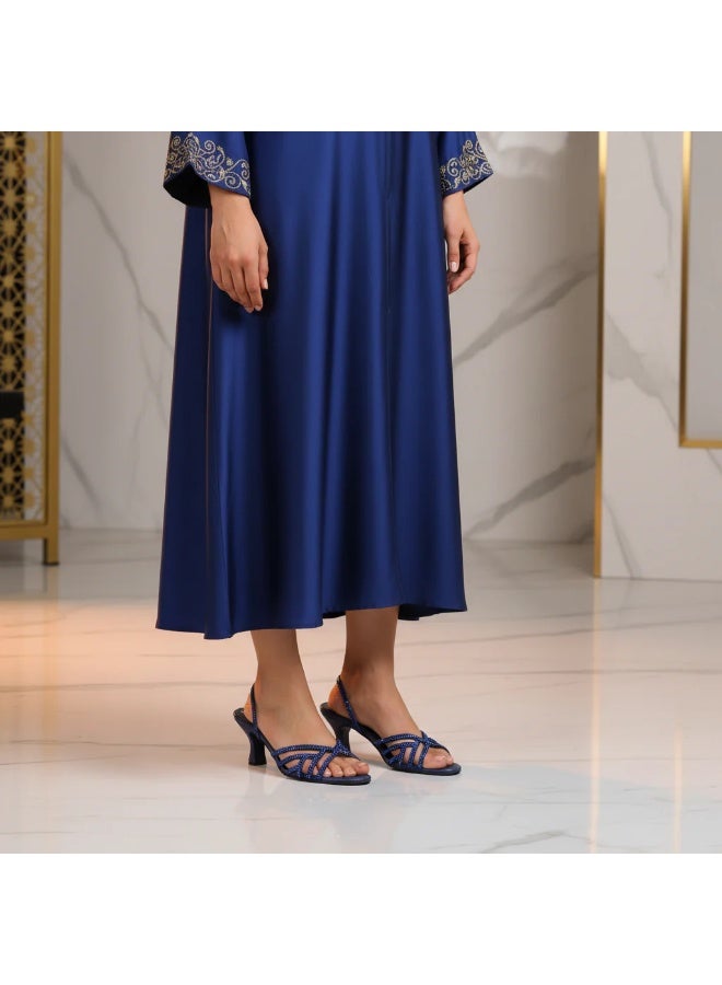 Dollar's Fashion Lina Women Heels Sandals, Rhinestone Party Heels for Women, Open Toe Mid Heel Sandals, Synthetic Leather Ladies Fashion Heels for Eid, Evening, Party Wear (Navy Blue) - Image 2