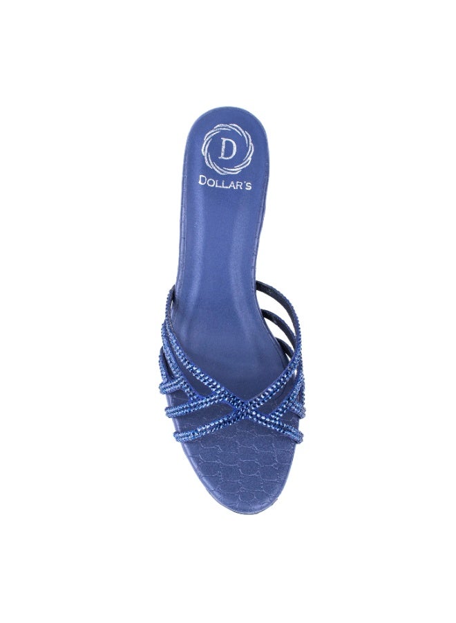 Dollar's Fashion Lina Women Heels Sandals, Rhinestone Party Heels for Women, Open Toe Mid Heel Sandals, Synthetic Leather Ladies Fashion Heels for Eid, Evening, Party Wear (Navy Blue) - Image 5