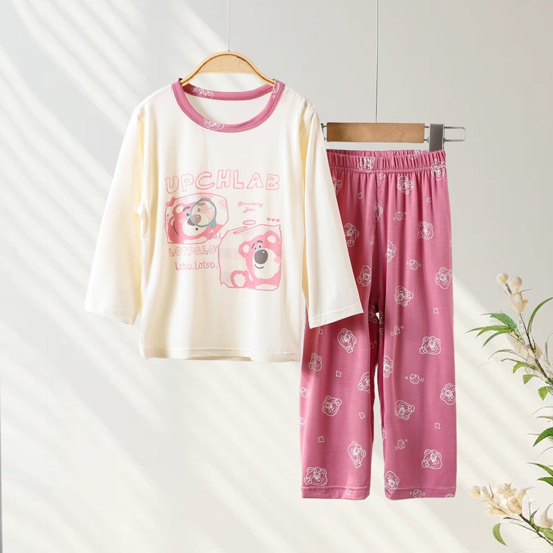 Children'S Home Clothes Suit Summer Nine-Point Sleeve Thin Sleeve Big Children'S Pajamas Set Boys' And Girls' Nine-Point Pants Air-Conditioning Clothes - Image 4