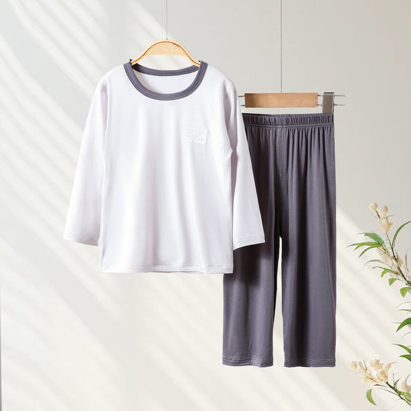 Children'S Home Clothes Suit Summer Nine-Point Sleeve Thin Sleeve Big Children'S Pajamas Set Boys' And Girls' Nine-Point Pants Air-Conditioning Clothes - Image 5