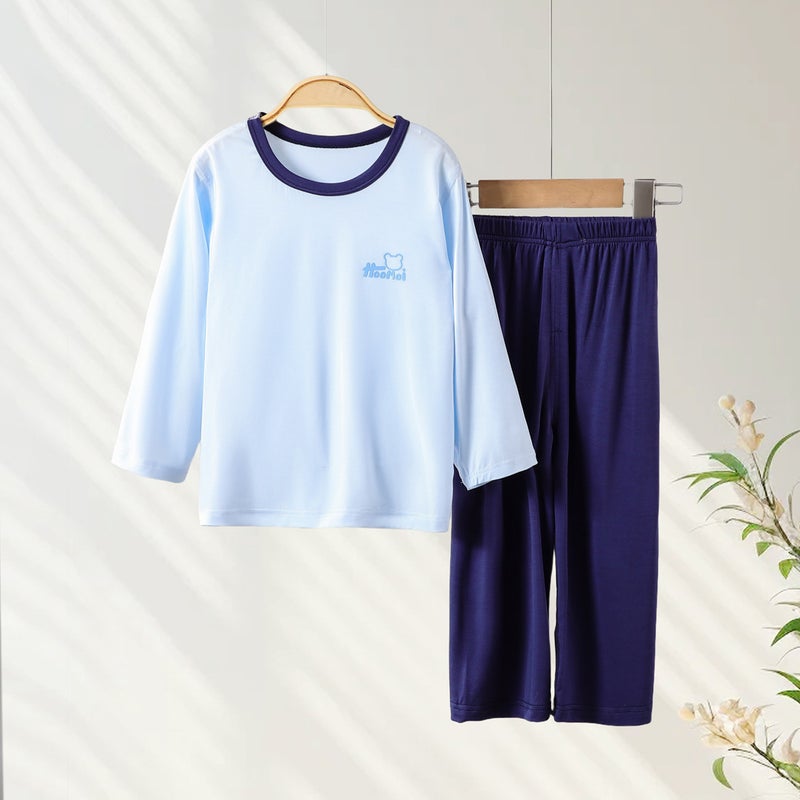 Children'S Home Clothes Suit Summer Nine-Point Sleeve Thin Sleeve Big Children'S Pajamas Set Boys' And Girls' Nine-Point Pants Air-Conditioning Clothes - Image 1