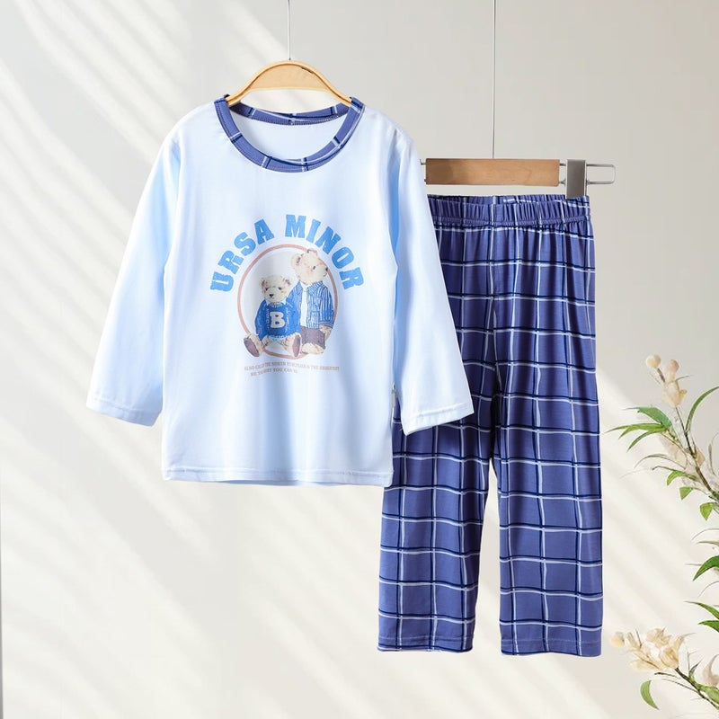 Children'S Home Clothes Suit Summer Nine-Point Sleeve Thin Sleeve Big Children'S Pajamas Set Boys' And Girls' Nine-Point Pants Air-Conditioning Clothes - Image 3