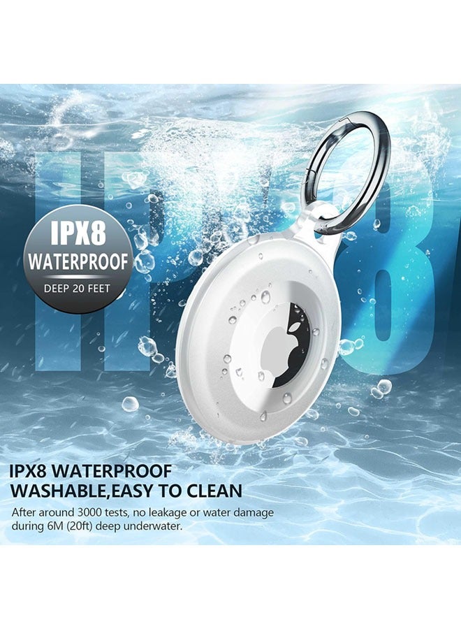 SJet 2 Pack IPX8 Waterproof AirTag Keychain Holder Case, Lightweight, Anti-Scratch, Easy Installation,Soft Full-Body Shockproof Air Tag Holder for Luggage,Keys, Dog Collar (Black+Clear) - Image 3