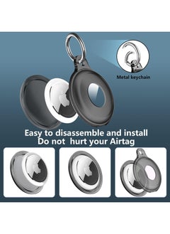 SJet 2 Pack IPX8 Waterproof AirTag Keychain Holder Case, Lightweight, Anti-Scratch, Easy Installation,Soft Full-Body Shockproof Air Tag Holder for Luggage,Keys, Dog Collar (Black+Clear)  - Image 4