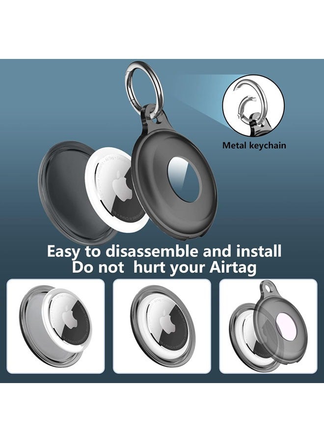 SJet 2 Pack IPX8 Waterproof AirTag Keychain Holder Case, Lightweight, Anti-Scratch, Easy Installation,Soft Full-Body Shockproof Air Tag Holder for Luggage,Keys, Dog Collar (Black+Clear) - Image 4