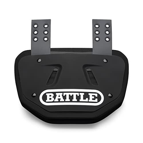Battle Sports Football Back Plate – Hard Shell Lower Back Protector with Contoured Foam for High-Impact Protection - Youth, Black/White - Image 1