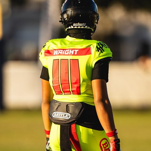 Battle Sports Football Back Plate – Hard Shell Lower Back Protector with Contoured Foam for High-Impact Protection - Youth, Black/White - Image 5