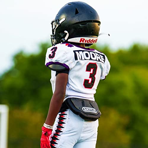 Battle Sports Football Back Plate – Hard Shell Lower Back Protector with Contoured Foam for High-Impact Protection - Youth, Black/White - Image 3