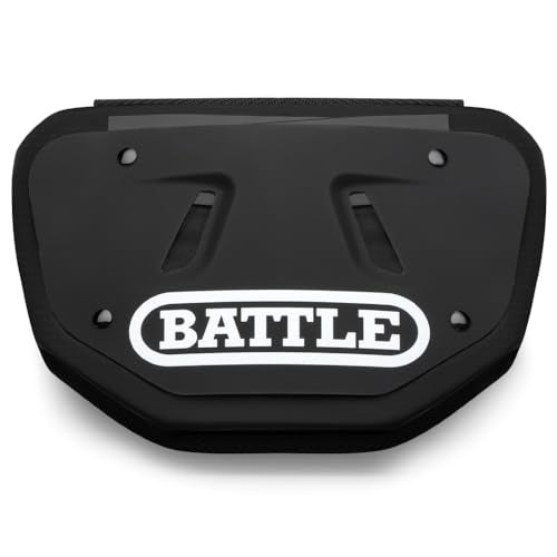 Battle Sports Football Back Plate – Hard Shell Lower Back Protector with Contoured Foam for High-Impact Protection - Youth, Black/White - Image 2