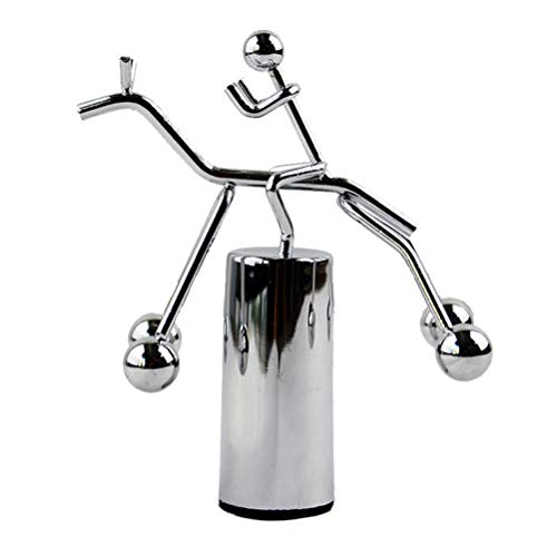 ZERONE Mini Steel Balance Desk Decor Metal Art Balance Toy Swinging Craft for Relaxation and Stress Relief Silver - Image 1