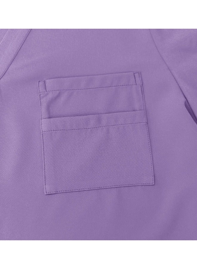 Loquat Womens Men Medical Scrubs Set Unisex Scrub Top and Scrub Pant Set Medical Uniform Scrubs Medical Uniform Set (Black) - Image 4