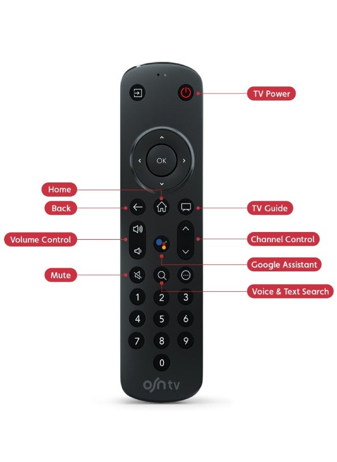 أو إس إن - اشتراك OSNtv (3 اشهر)، ترفيه OSN+ متضمن مع الجهاز الجديد بدقة 4K | جهاز التحكم الصوتي عن بُعد | Wi-Fi وإيثرنت | مشغل بواسطة Android 11.0 - Image 1