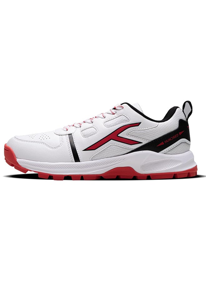 HUNDRED Hyperturf Cricket Shoes | Terraspike Rubber Studs | Embedded Support Plate For Stability | Lightweight & Durable | Ideal For Turf, Ground & Hard Surfaces (White/Black/Red ; Uk 11) - Image 1