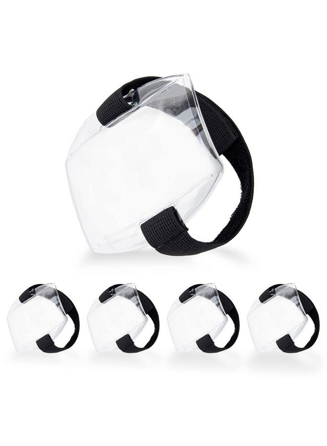 5 Pack Arm Badge Holder Card Holder Id Armband With Black Adjustable Elastic Strap Fastener Clear Plastic Name Tag Holder