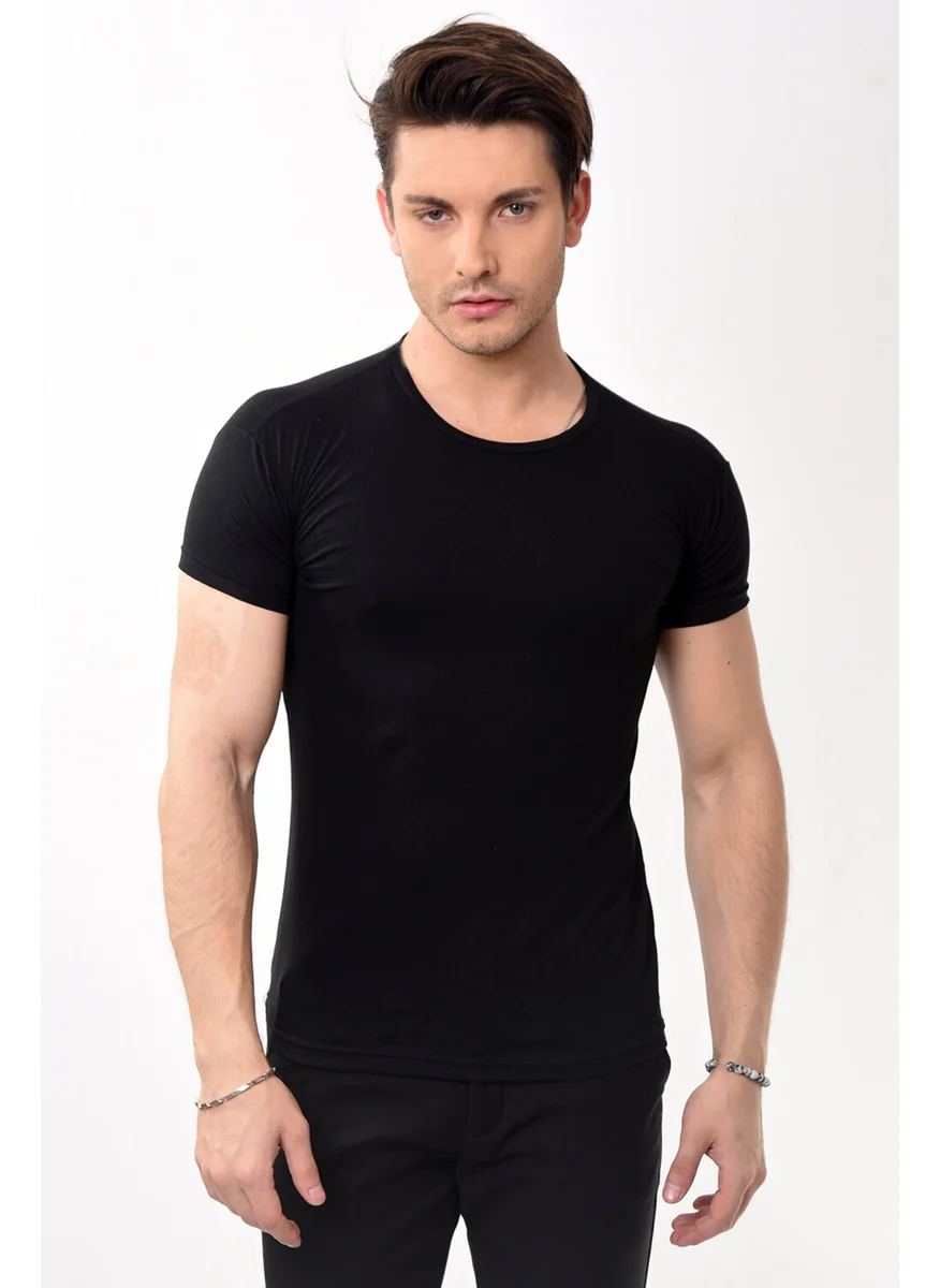 بيليفانتي كولكشن Men's Slim Fit Basic Crew Neck Short Sleeve T-Shirt Black