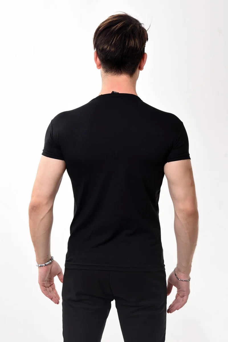 Belifanti Collection Men's Slim Fit Basic Crew Neck Short Sleeve T-Shirt Black