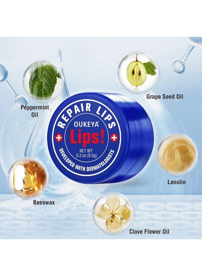 OUKEYA NEW FORMULA, Medicated Lip Balm w/Beeswax, Petrolatum, Peppermint Oi, 100% Natural Ingredients, 24H Long-lasting Hydrating Healing Lip Balms, Lip Moisturizer for Very Dry Lips Treatment Severe - Image 3