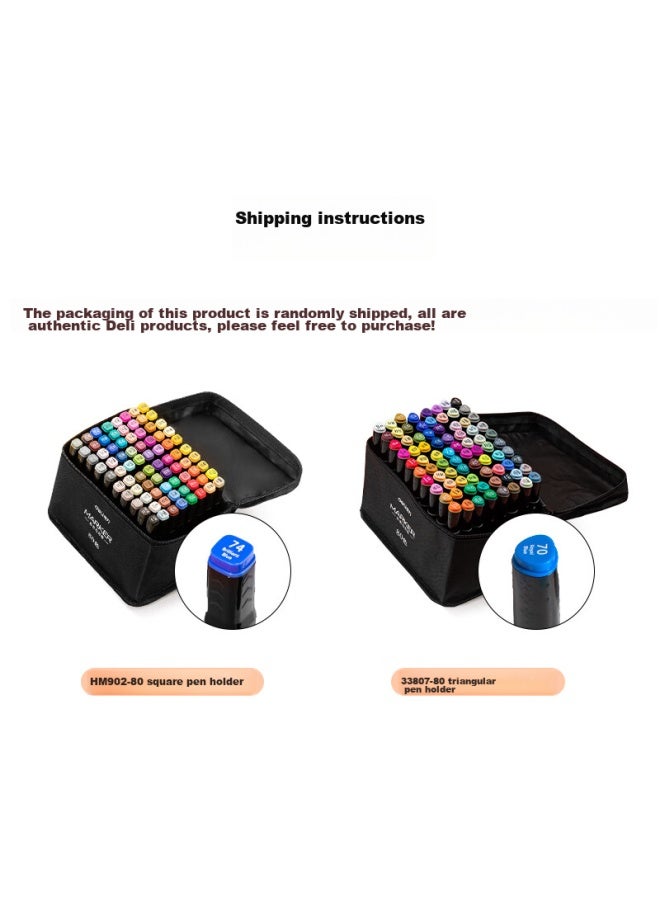 Deli 80-color Dual-tip Quick-drying Alcohol Markers, Black Cloth Bag, Student Watercolor Pens, Art Markers, Drawing Pens, Doodle Pens, Birthday Gift, Back-to Gift - Image 1