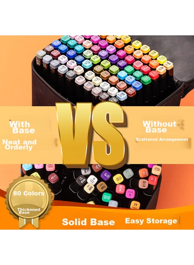 Deli 80-color Dual-tip Quick-drying Alcohol Markers, Black Cloth Bag, Student Watercolor Pens, Art Markers, Drawing Pens, Doodle Pens, Birthday Gift, Back-to Gift - Image 2