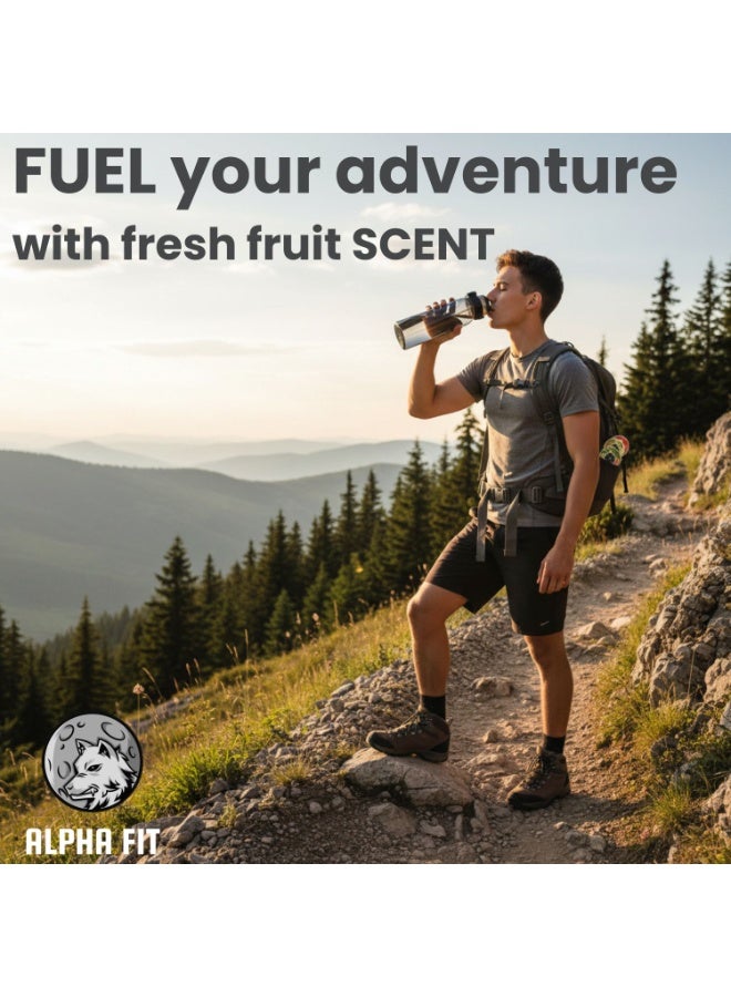 ألفا فت مجموعة قيمة من زجاجة Alpha Fit للمياه المنكّهة سعة 650 مل مع 14 كبسولة نكهة – زجاجة Tritan خالية من BPA وقابلة لإعادة الاستخدام ومانعة للتسرب، متوافقة مع زجاجة Air Up، أسود - Image 4