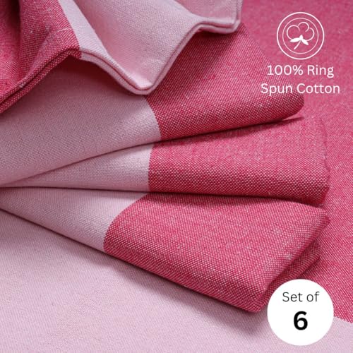 DineNest Cloth Dinner Napkins 100% Cotton Set of 6 - Soft Durable Reusable Table Napkins - for Dining Weddings Parties Holidays Easter and Everyday Use - 18x18 Inch Cloth Napkins Pink - Image 2