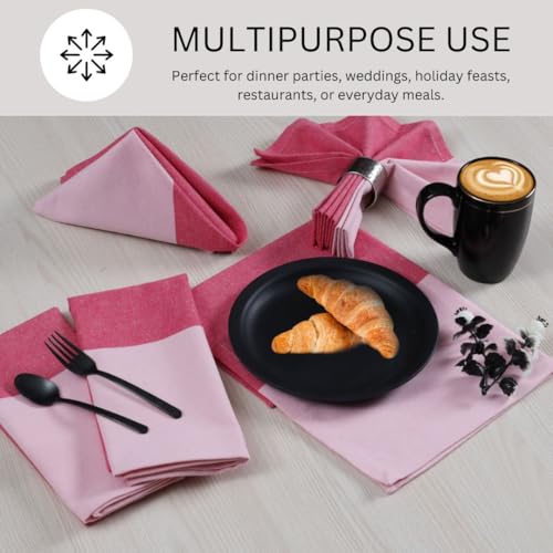 DineNest Cloth Dinner Napkins 100% Cotton Set of 6 - Soft Durable Reusable Table Napkins - for Dining Weddings Parties Holidays Easter and Everyday Use - 18x18 Inch Cloth Napkins Pink - Image 5