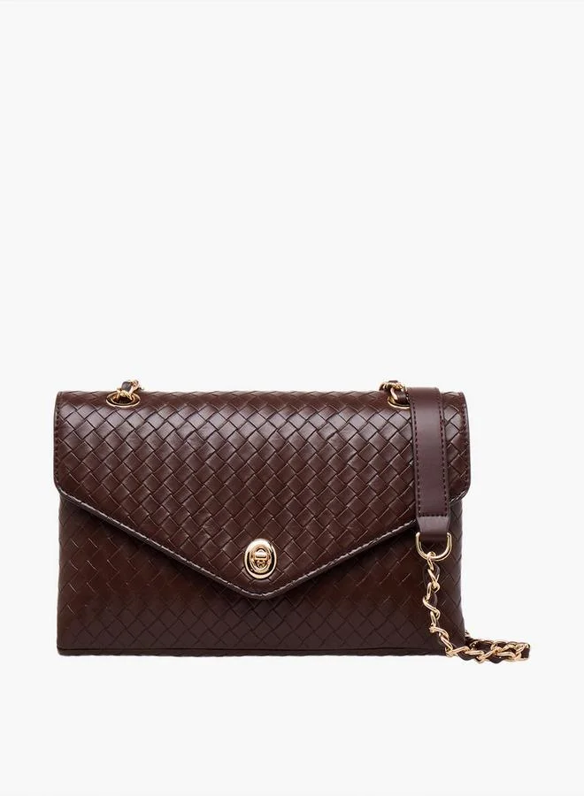 لو كونفورت Weave Textured Crossbody Bag with Chain Strap