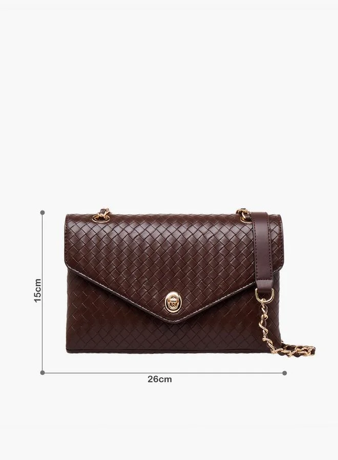 لو كونفورت Weave Textured Crossbody Bag with Chain Strap