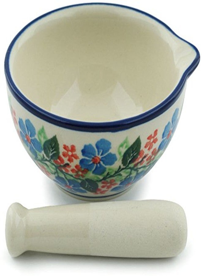 Polmedia Polish Pottery Polish Pottery Mortar and Pestle 3-inch Summer Wreath - Image 3