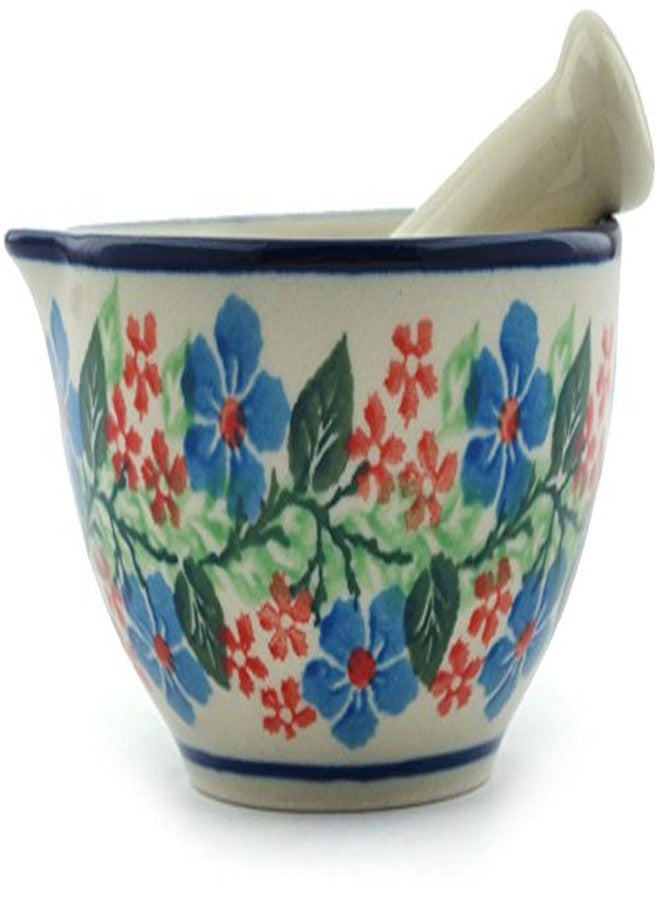 Polmedia Polish Pottery Polish Pottery Mortar and Pestle 3-inch Summer Wreath - Image 1
