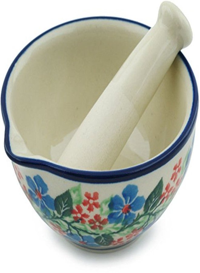 Polmedia Polish Pottery Polish Pottery Mortar and Pestle 3-inch Summer Wreath - Image 2