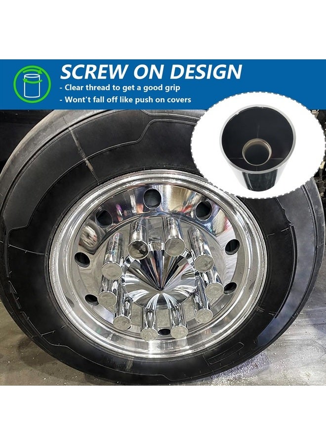 Grandroad auto 60 عبوة أغطية صمولة العجلات، 33 مم بعمق 3-1/2" أغطية صمولة أسطوانية مسطحة من البلاستيك الكروم ABS مقاومة للصدأ لأغطية صمولة العجلات للشاحنات نصف المقطورة - Image 4