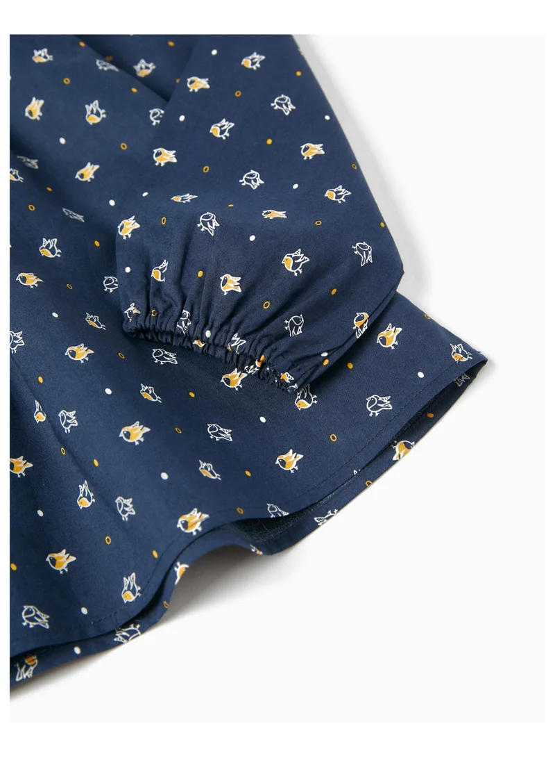 Zippy Zippy Long Sleeve Printed Cotton Blouse For Girls Dark Blue