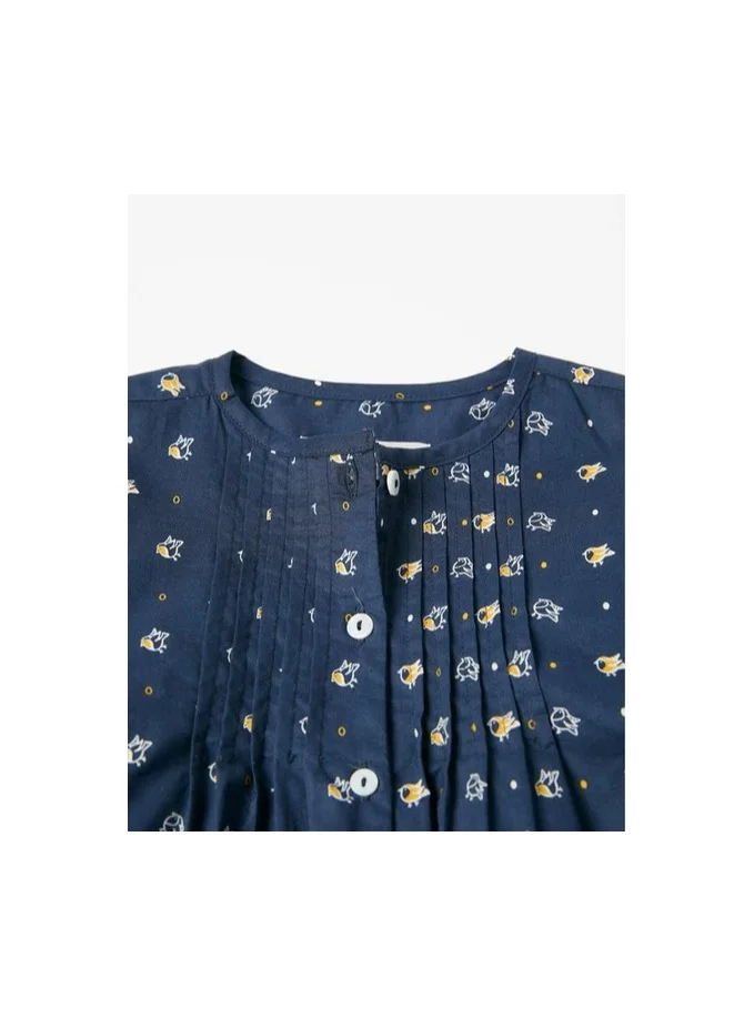 Zippy Zippy Long Sleeve Printed Cotton Blouse For Girls Dark Blue