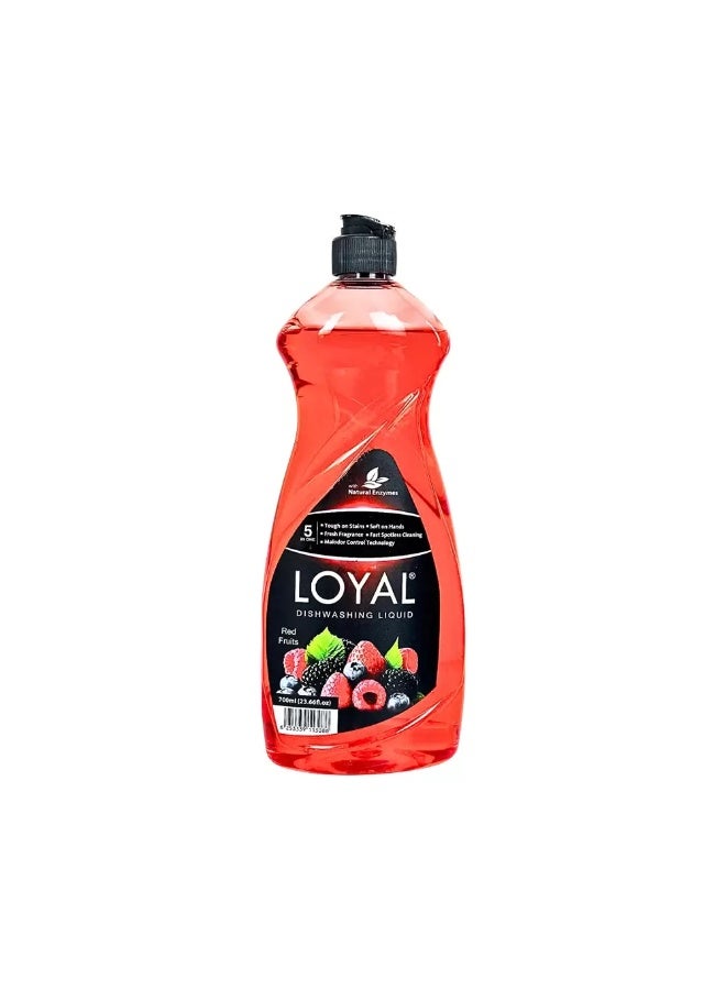 loyal سائل غسيل الصحون لويل 5 في 1 مع الفواكه الحمراء والإنزيمات الطبيعية - 700 مل - Image 1