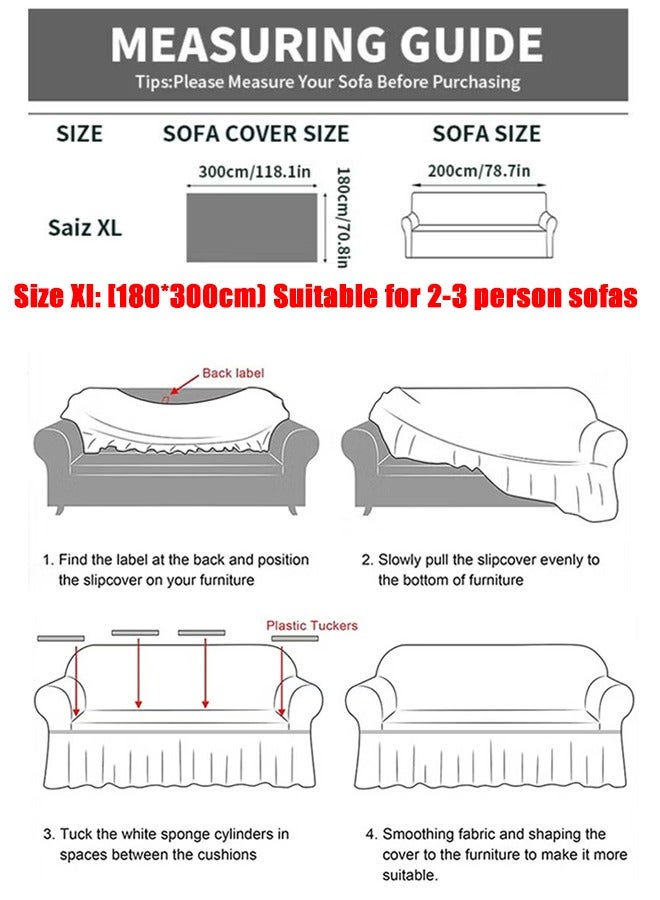 DUNELIFE 180*300cm Nordic Jacquard Covers for Sofa, Bohemian Wo-seater Sofa Cover, Machine Washable Slipcovers, Wrinkle-Resistant Dirt-resistant, For Families With Pets And Children - Image 2