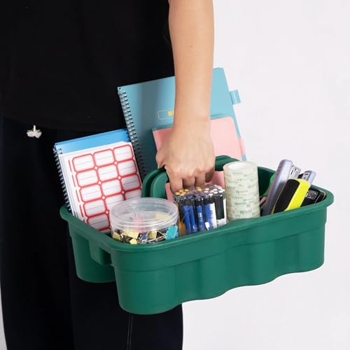 Carepure 2-Compartment Industrial Caddy Bucket | Bathroom Organizer Basket, Tool Organizer for Cleaning Bathroom & Windows (Green) - Image 5