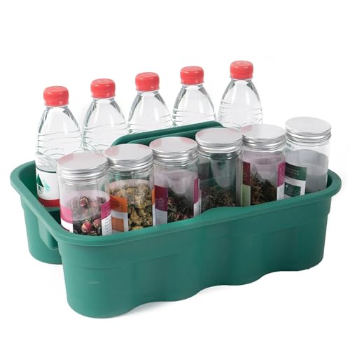 Carepure 2-Compartment Industrial Caddy Bucket | Bathroom Organizer Basket, Tool Organizer for Cleaning Bathroom & Windows (Green) - Image 4