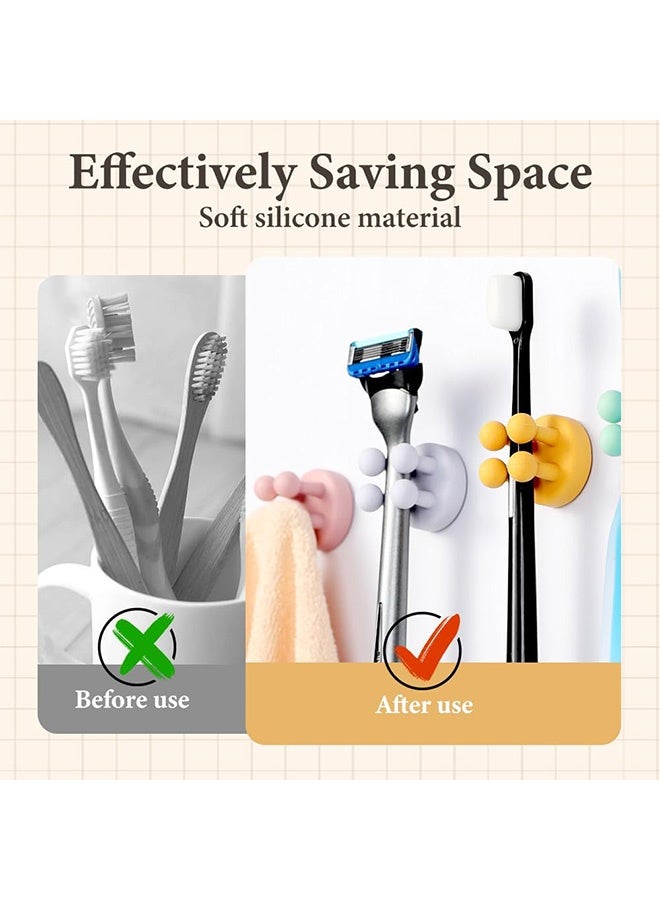 كوانتوم 4 قطع من حوامل فرشاة الأسنان المصنوعة من السيليكون، خطاف ذاتي اللصق مقاوم للماء متعدد الوظائف، خطاف فرشاة أسنان ذاتي اللصق مقاوم للماء للحمام والمطبخ والمكتب - Image 5