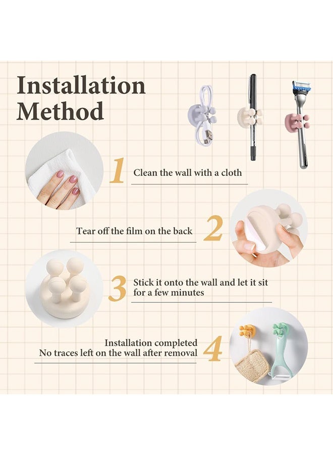 كوانتوم 4 قطع من حوامل فرشاة الأسنان المصنوعة من السيليكون، خطاف ذاتي اللصق مقاوم للماء متعدد الوظائف، خطاف فرشاة أسنان ذاتي اللصق مقاوم للماء للحمام والمطبخ والمكتب - Image 4