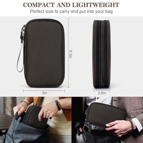 FYY Electronic Organizer, Travel Cable Organizer Bag Pouch Electronic Accessories Carry Case Portable Waterproof Double Layers Storage Bag for Cable, Charger, Phone, Earphone, Medium Size- Coffee - Image 2
