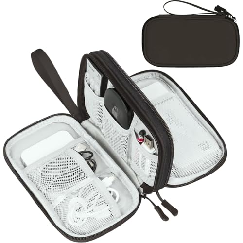 FYY Electronic Organizer, Travel Cable Organizer Bag Pouch Electronic Accessories Carry Case Portable Waterproof Double Layers Storage Bag for Cable, Charger, Phone, Earphone, Medium Size- Coffee - Image 1