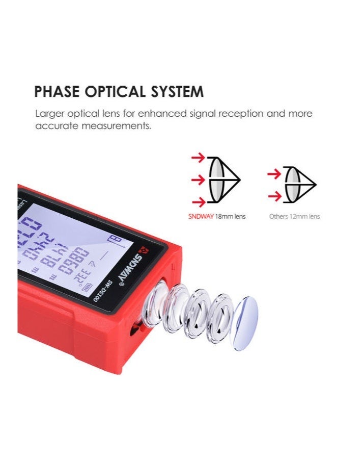 SNDWAY 100 Meters Laser Distance Meter Black/Red  - Image 3