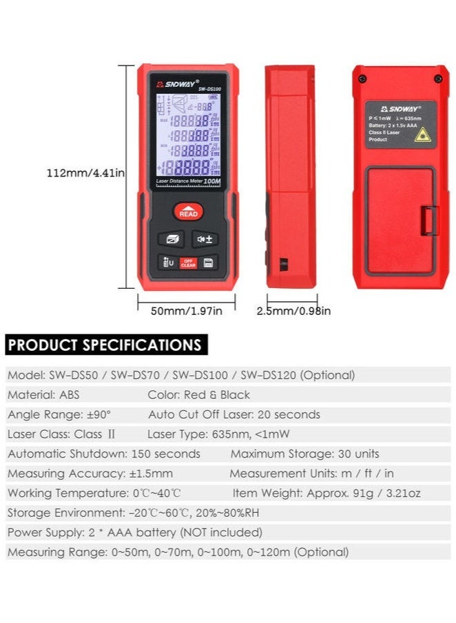 SNDWAY 100 Meters Laser Distance Meter Black/Red  - Image 4