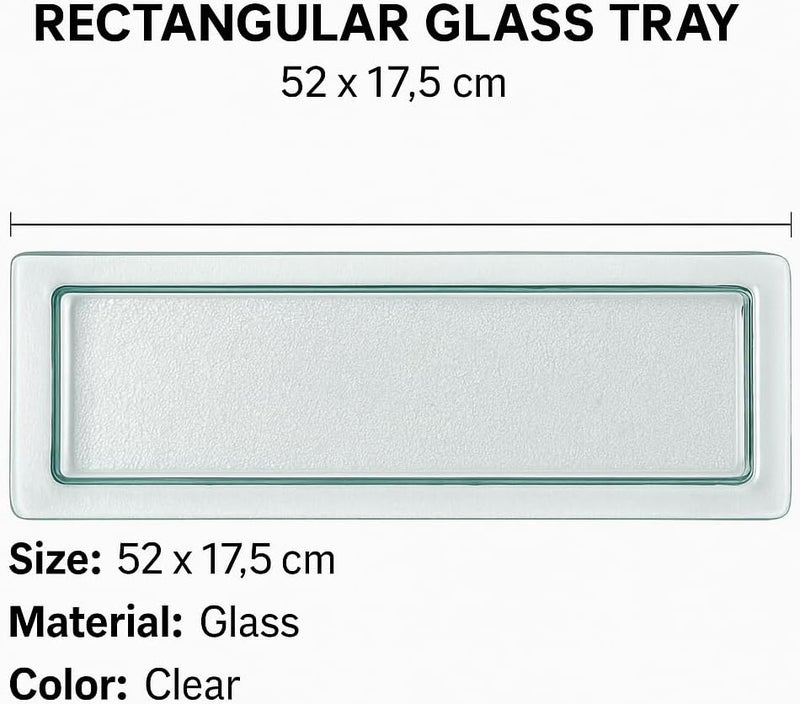 BS B&S Rectangular Glass Tray 43x13.5 cm Clear Glass Serving Platter for Appetizers, Snacks, Desserts, Table Decor Elegant & Durable Display Dish for Home or Events (52 * 17.5 CM) - Image 3