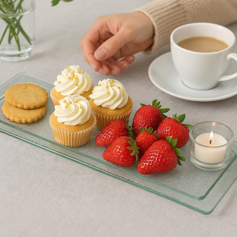 BS B&S Rectangular Glass Tray 43x13.5 cm Clear Glass Serving Platter for Appetizers, Snacks, Desserts, Table Decor Elegant & Durable Display Dish for Home or Events (52 * 17.5 CM) - Image 5