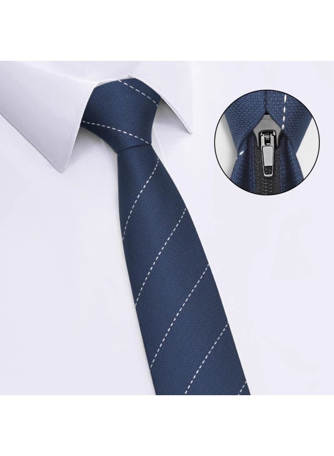 6pcs High Grade Mens Luxury Knotless Zipper Necktie Sets Soft Fabric 1200needles Classic Stripe Daily Business Style Formal Party Essential Gentleman Tie Neck Accessories - Image 4