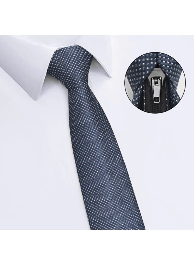 6pcs High Grade Mens Luxury Knotless Zipper Necktie Sets Soft Fabric 1200needles Classic Stripe Daily Business Style Formal Party Essential Gentleman Tie Neck Accessories - Image 5