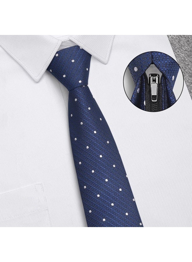 6pcs High Grade Mens Luxury Knotless Zipper Necktie Sets Soft Fabric 1200needles Classic Stripe Daily Business Style Formal Party Essential Gentleman Tie Neck Accessories - Image 2